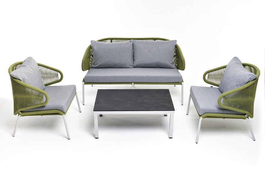 Лаунж-зона 4-местная из роупа Милан салатовый меланж 4sis
