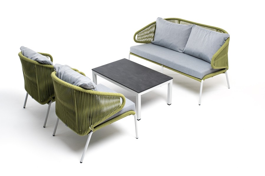 Лаунж-зона 4-местная из роупа Милан салатовый меланж 4sis