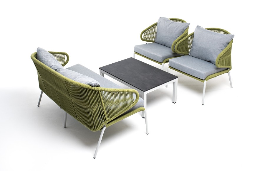 Лаунж-зона 4-местная из роупа Милан салатовый меланж 4sis