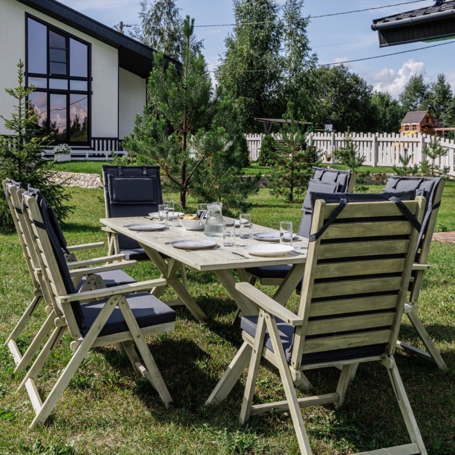 Обеденный комплект CAMILLA из акации, белый Royal Family