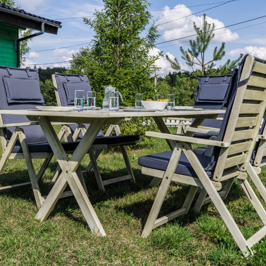 Обеденный комплект CAMILLA из акации, белый Royal Family