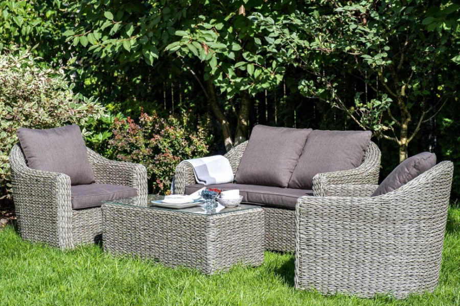 Столик из искусственного ротанга гиацинт серый Кон Панна 4sis