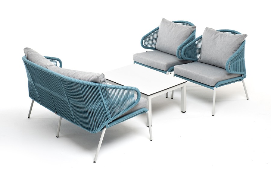 Лаунж-зона 4-местная из роупа Милан бирюзовый меланж 4sis