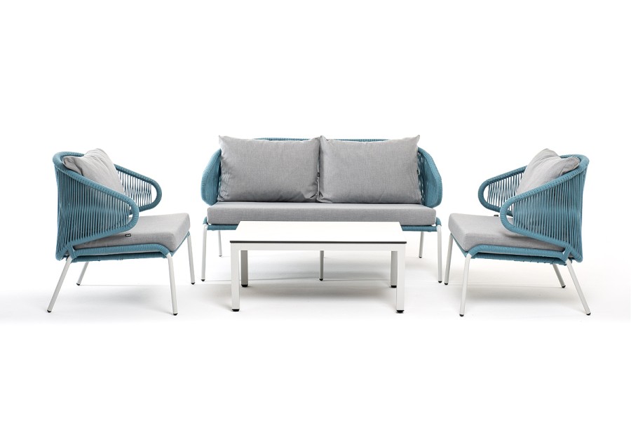 Лаунж-зона 4-местная из роупа Милан бирюзовый меланж 4sis