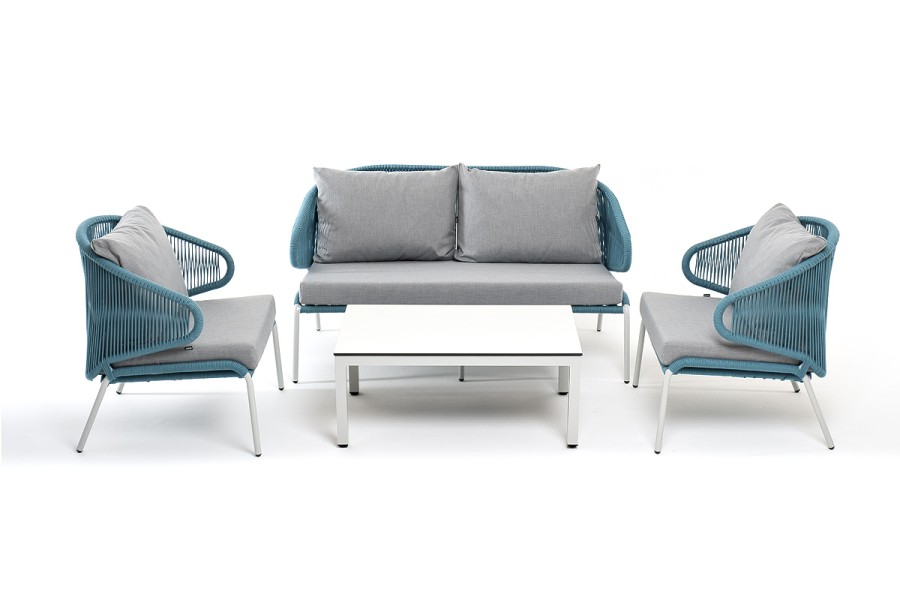 Лаунж-зона 4-местная из роупа Милан бирюзовый меланж 4sis
