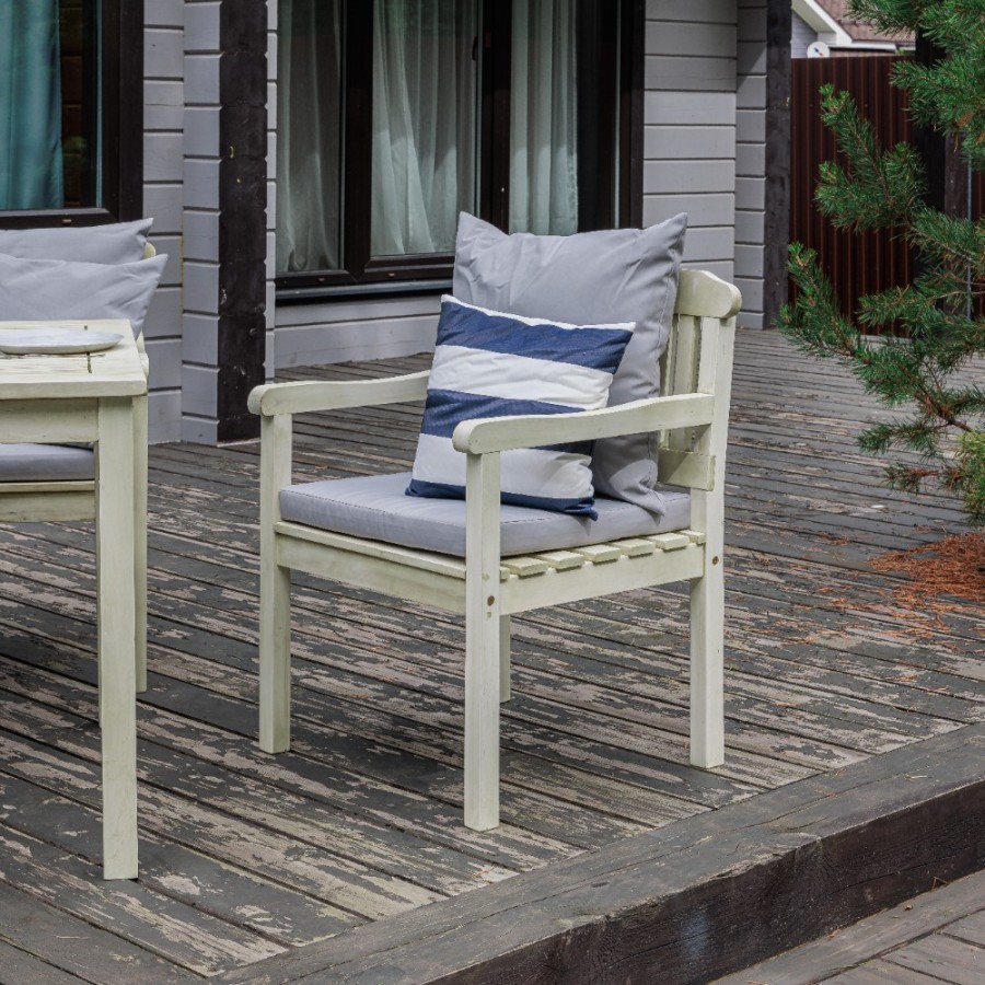 Обеденный комплект SIERRA из акации, белый Royal Family