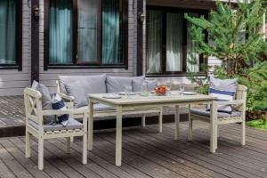 Обеденный комплект SIERRA из акации, белый Royal Family