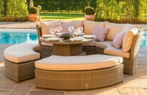 Диван-трансформер из искусственного ротанга со столом AFM-350B Beige Афина