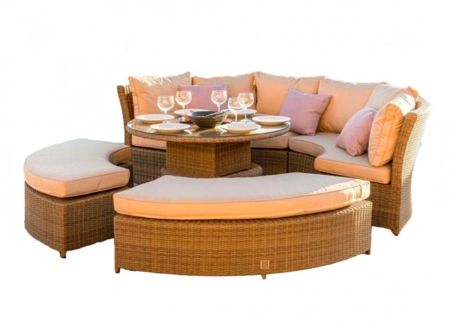 Диван-трансформер из искусственного ротанга со столом AFM-350B Beige Афина