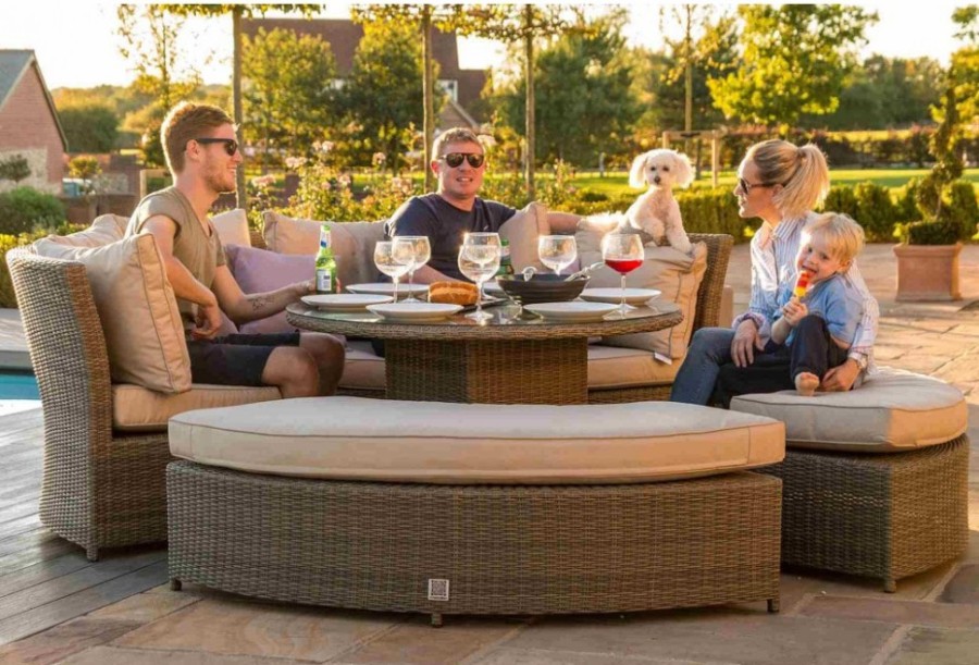 Диван-трансформер из искусственного ротанга со столом AFM-350B Beige Афина