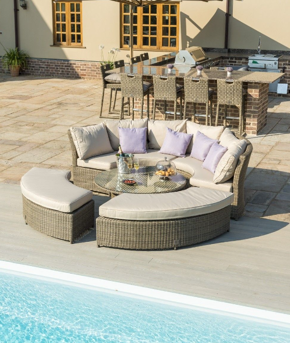 Диван-трансформер из искусственного ротанга со столом AFM-350B Beige Афина