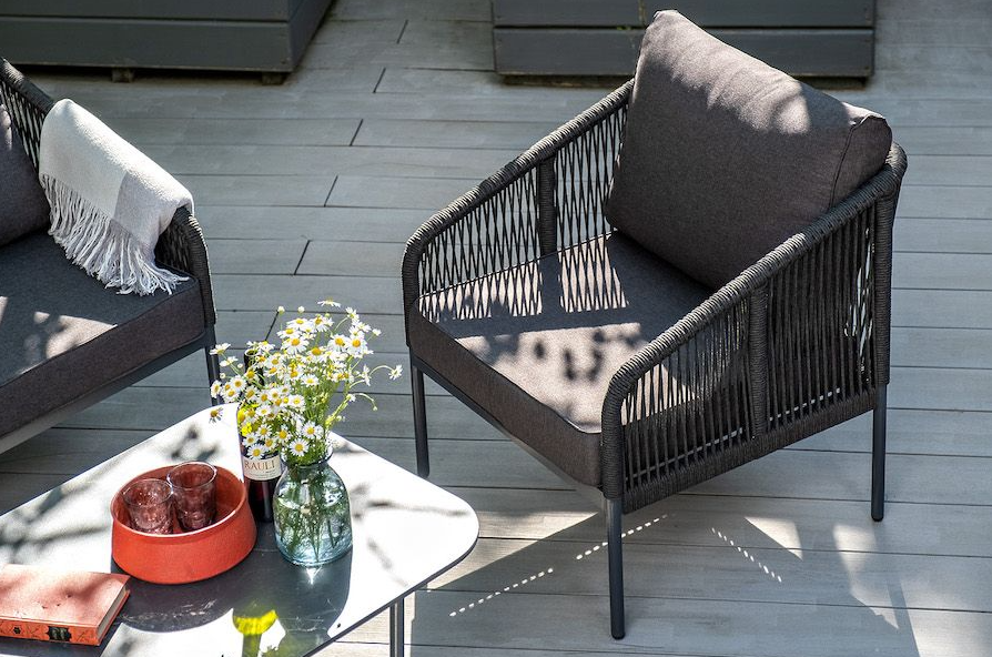 Лаунж зона 4-местная из роупа Канны темно-серая 4sis