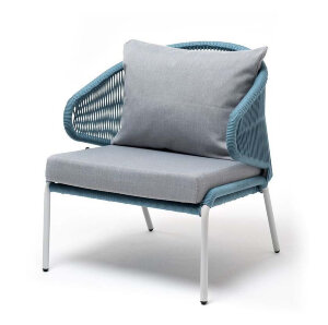 Кресло плетеное Милан из роупа бирюзовое 4sis