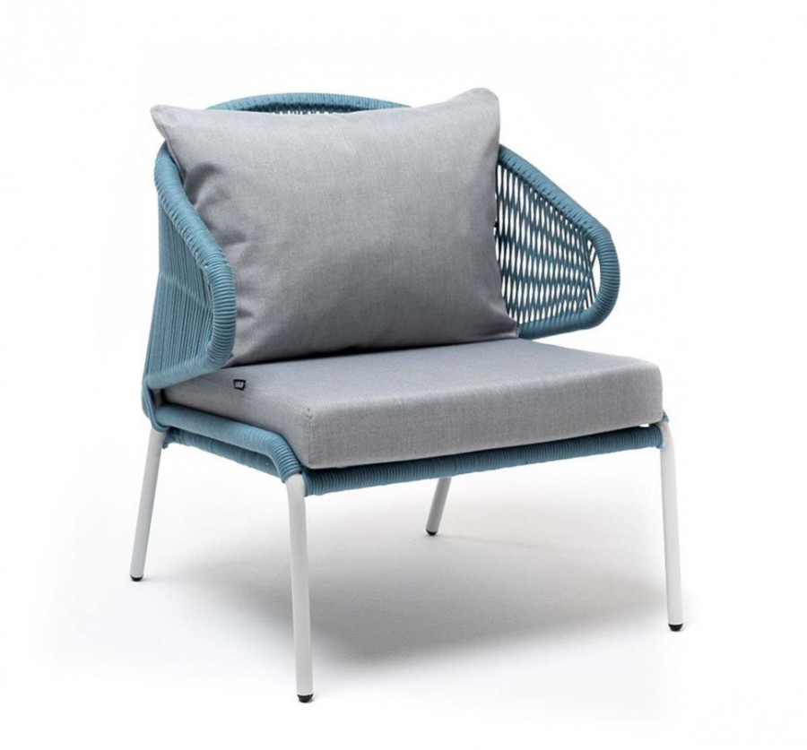 Кресло плетеное Милан из роупа бирюзовое 4sis