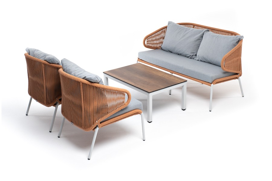 Лаунж-зона 5-местная из роупа Милан оранжевый меланж 4sis