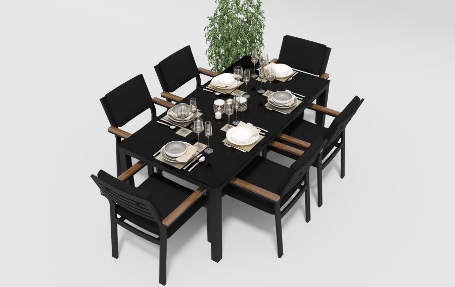 Обеденная группа Calma-2 180 серо-черная Gardenini