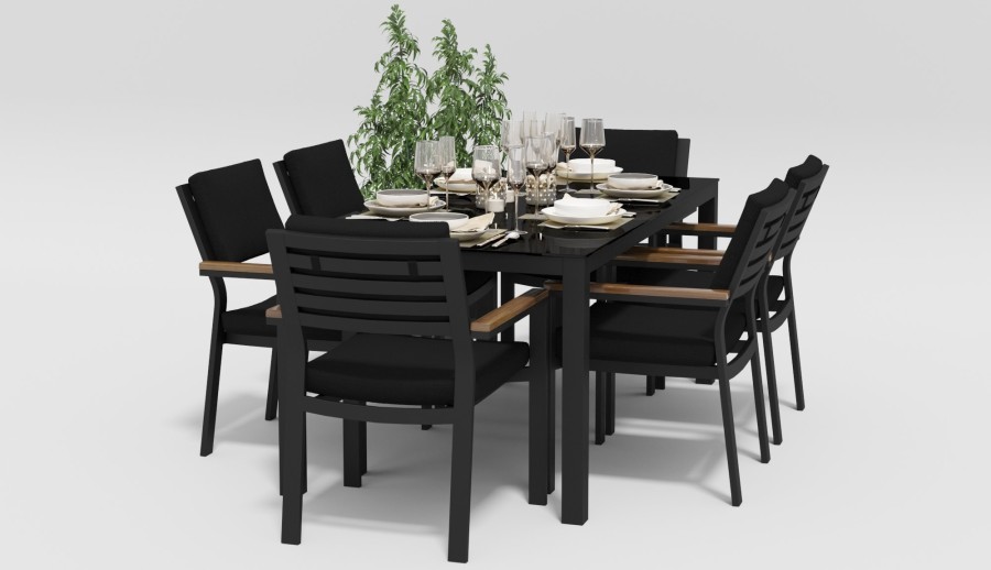 Обеденная группа Calma-2 180 серо-черная Gardenini