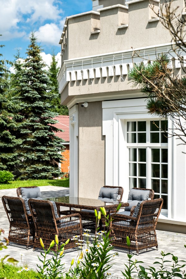 Обеденная группа из искусственного ротанга Цесена, коричневая 4sis 