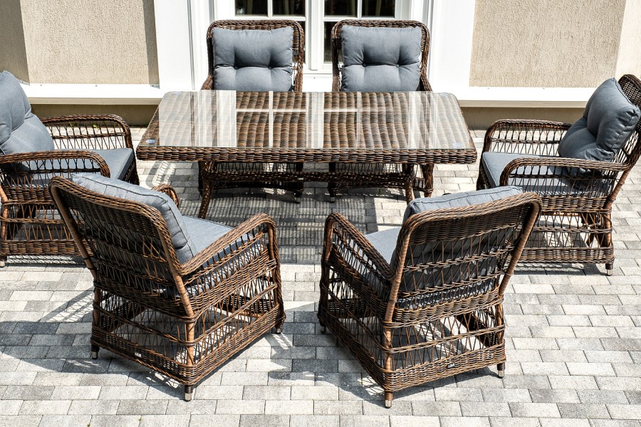 Обеденная группа из искусственного ротанга Цесена, коричневая 4sis 