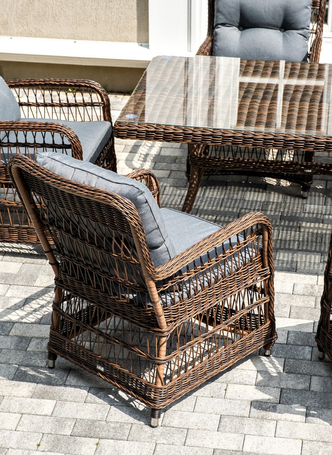 Обеденная группа из искусственного ротанга Цесена, коричневая 4sis 