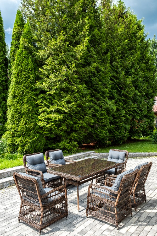 Обеденная группа из искусственного ротанга Цесена, коричневая 4sis 