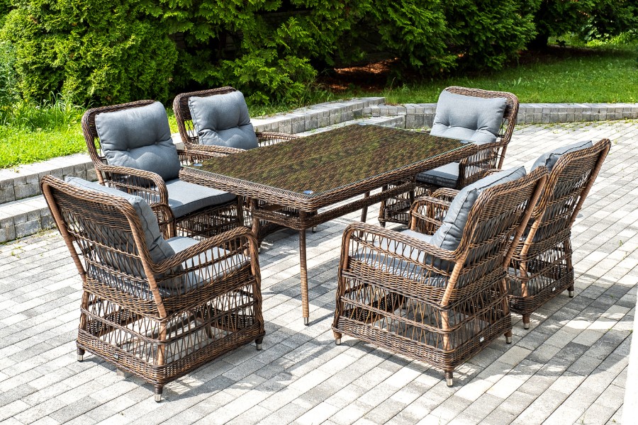 Обеденная группа из искусственного ротанга Цесена, коричневая 4sis 