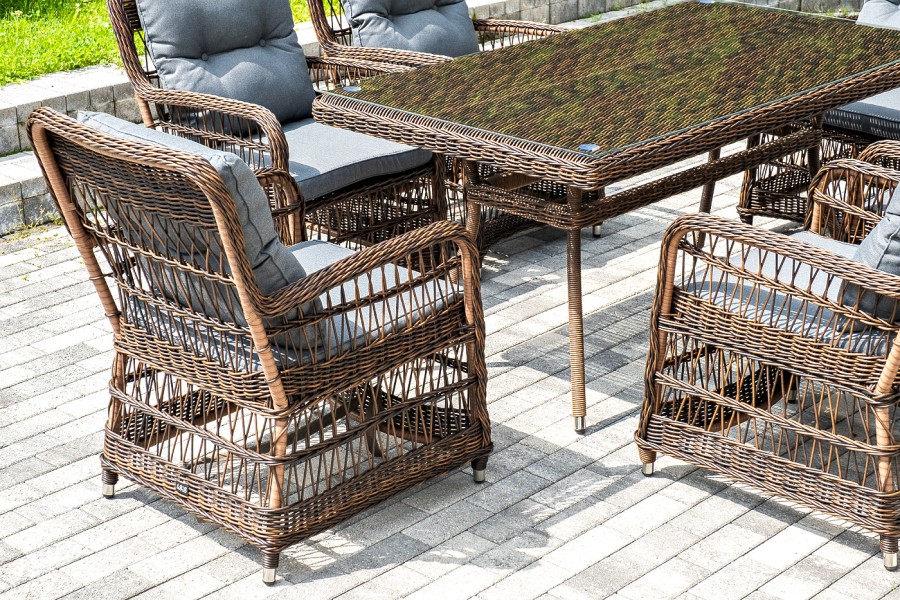 Обеденная группа из искусственного ротанга Цесена, коричневая 4sis 