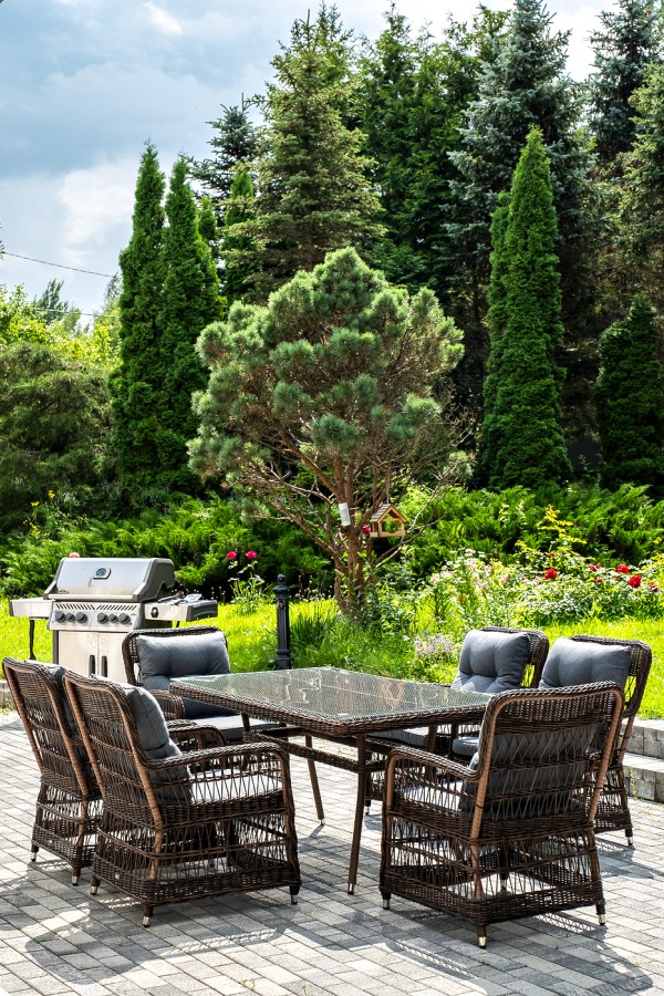 Обеденная группа из искусственного ротанга Цесена, коричневая 4sis 