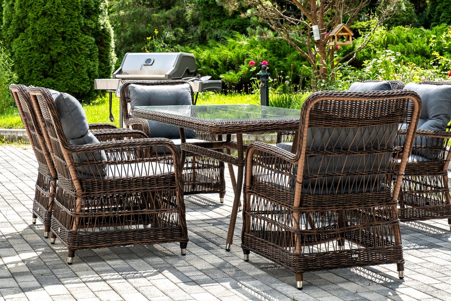 Обеденная группа из искусственного ротанга Цесена, коричневая 4sis 