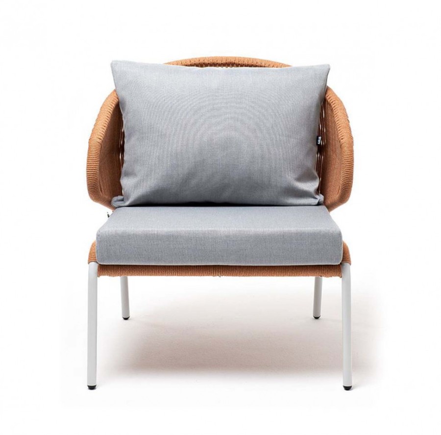 Кресло плетеное Милан из роупа оранжевое 4sis