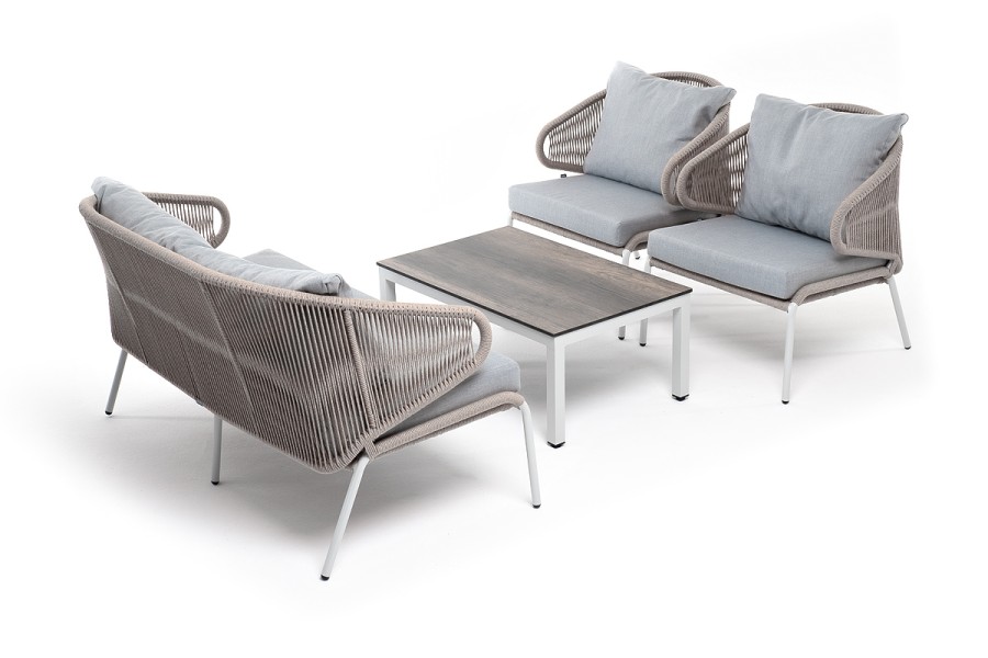 Лаунж-зона 4-местная из роупа Милан серый меланж 4sis