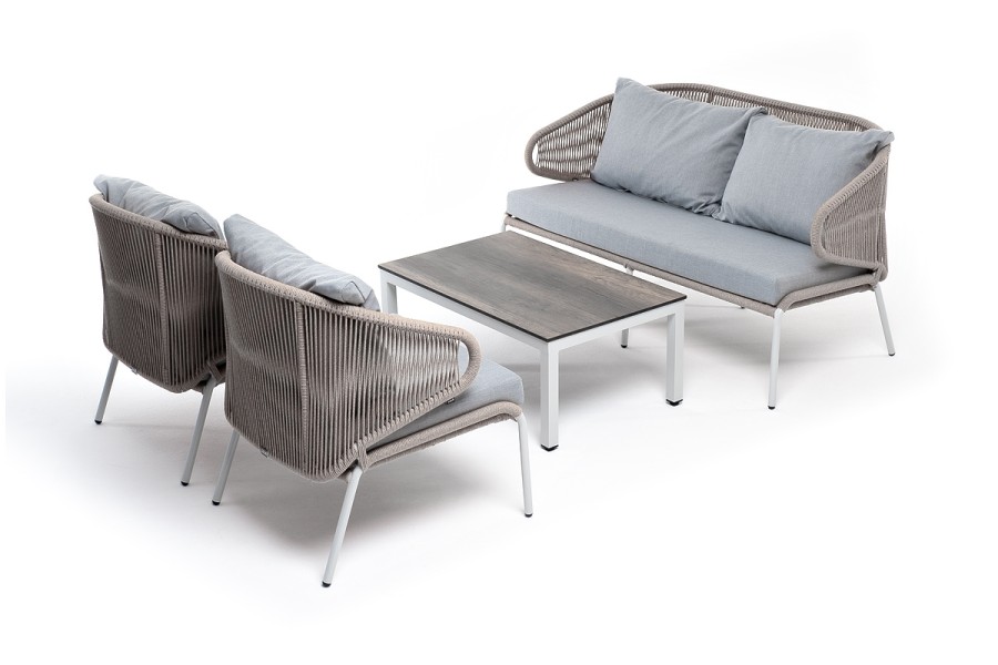 Лаунж-зона 4-местная из роупа Милан серый меланж 4sis