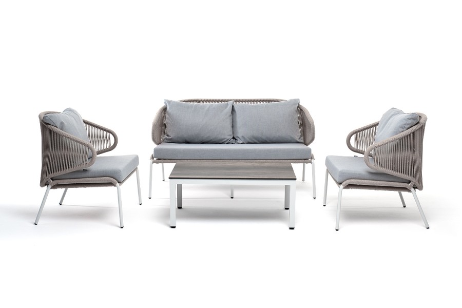 Лаунж-зона 4-местная из роупа Милан серый меланж 4sis