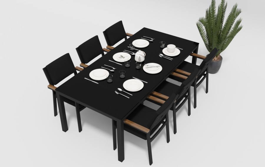 Обеденная группа Calma-2 200 серо-черная Gardenini