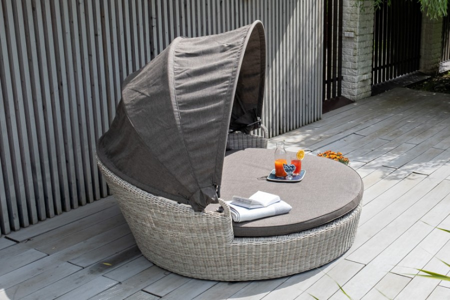 Диван-шезлонг плетеный Стильяно бежевый 4sis