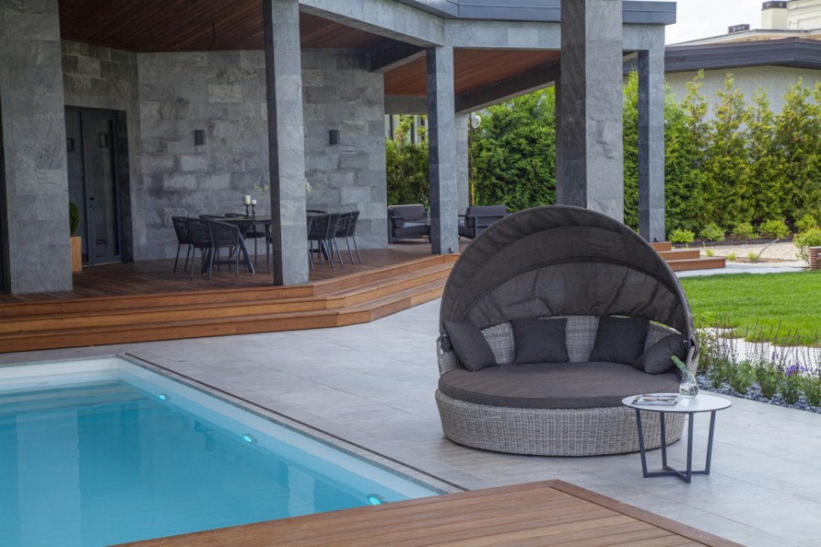 Диван-шезлонг плетеный Стильяно бежевый 4sis