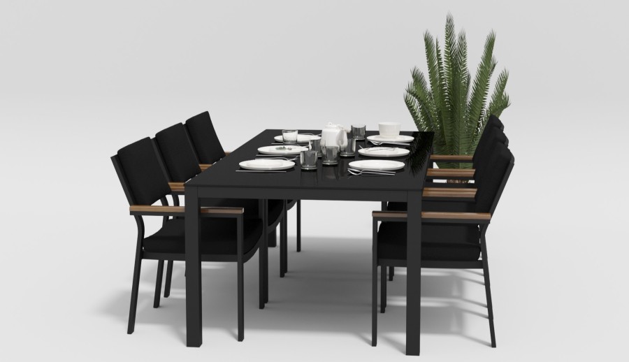 Обеденная группа Calma-2 220 серо-черная Gardenini