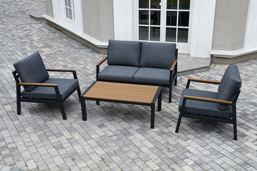 Лаунж-зона 4-местная Камелия из алюминия, темно-серый 4sis