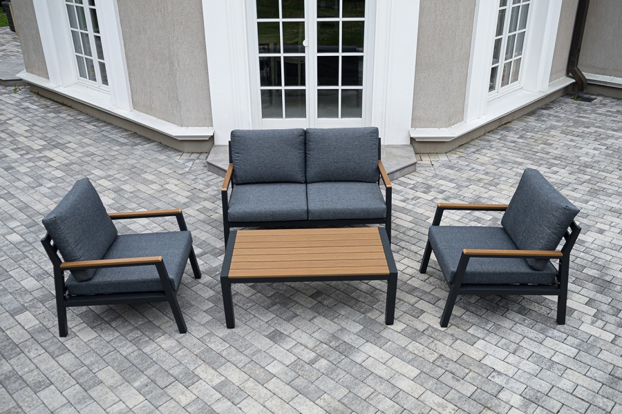 Лаунж-зона 4-местная Камелия из алюминия, темно-серый 4sis