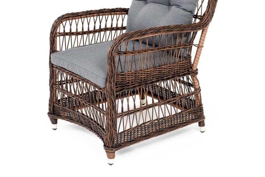 Кресло плетеное из искусственного ротанга Цесена, коричневое 4sis