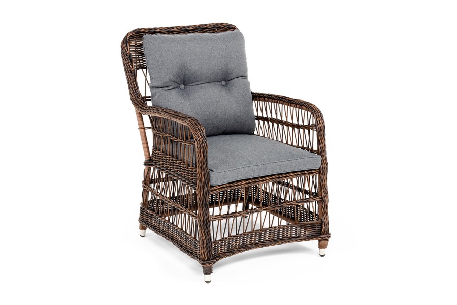 Кресло плетеное из искусственного ротанга Цесена, коричневое 4sis