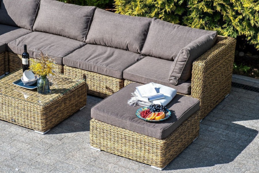 Плетеная оттоманка с подушкой Лунго гиацинт соломенный 4sis