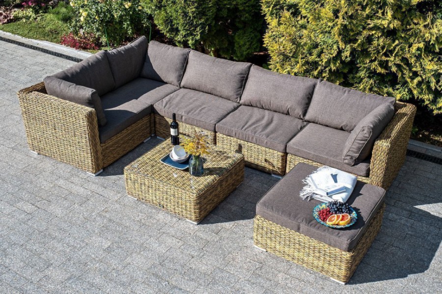 Плетеная оттоманка с подушкой Лунго гиацинт соломенный 4sis