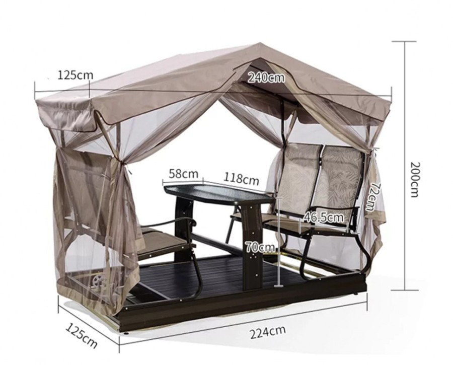 Маятниковые садовые качели-беседка Grain со столом Кит маркет