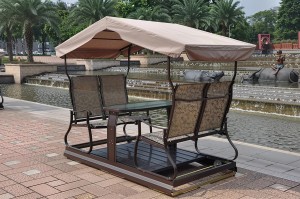 Маятниковые садовые качели-беседка Grain со столом Кит маркет