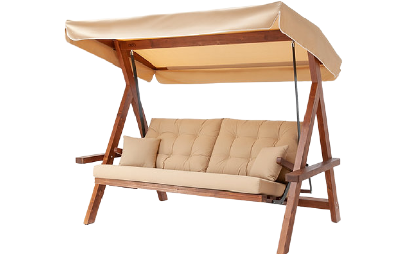Качели Lyon из массива сосны с бежевыми подушками Royal Family