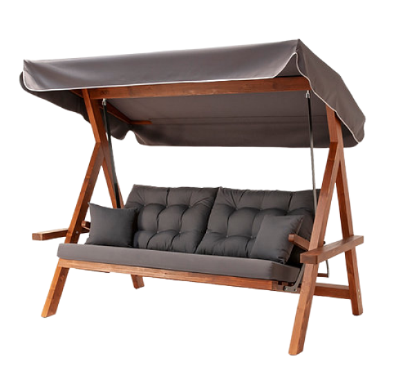 Качели Lyon из массива сосны с бежевыми подушками Royal Family