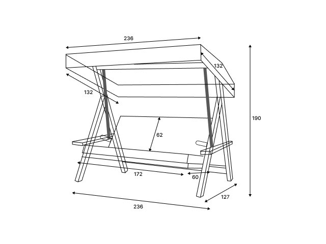 Качели Lyon из массива сосны с бежевыми подушками Royal Family