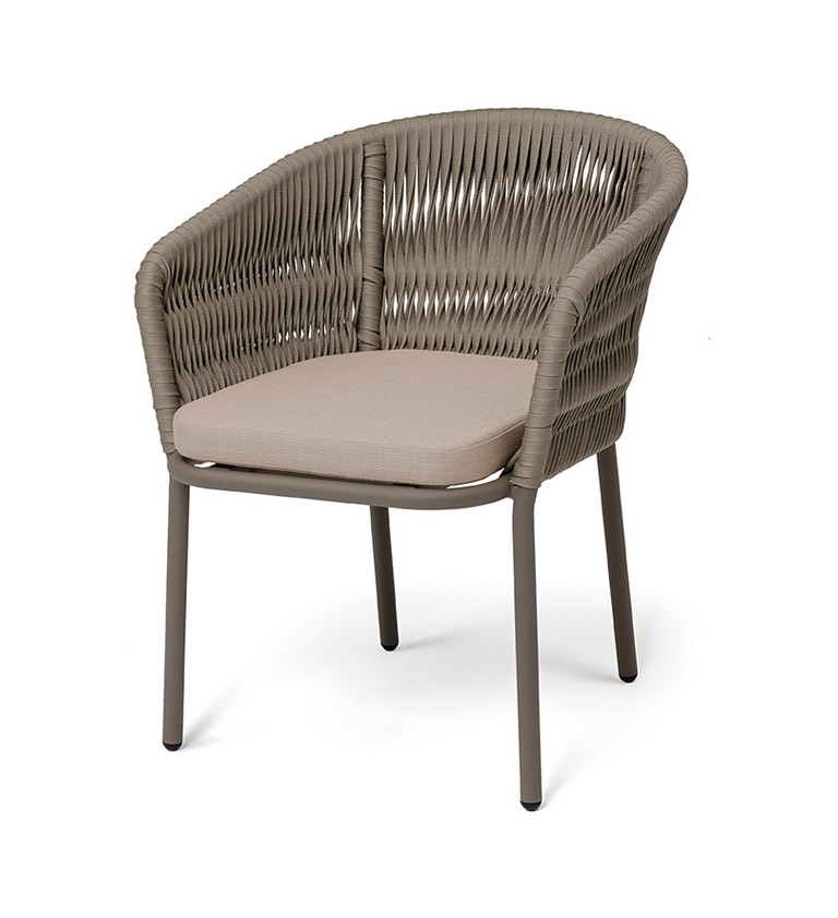 Стул плетеный из роупа Бордо колос, бежево-серый