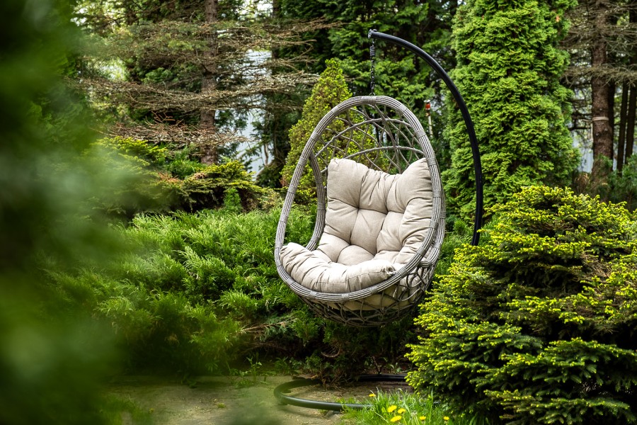 Подвесное кресло-кокон из искусственного ротанга Венеция, серое 4sis